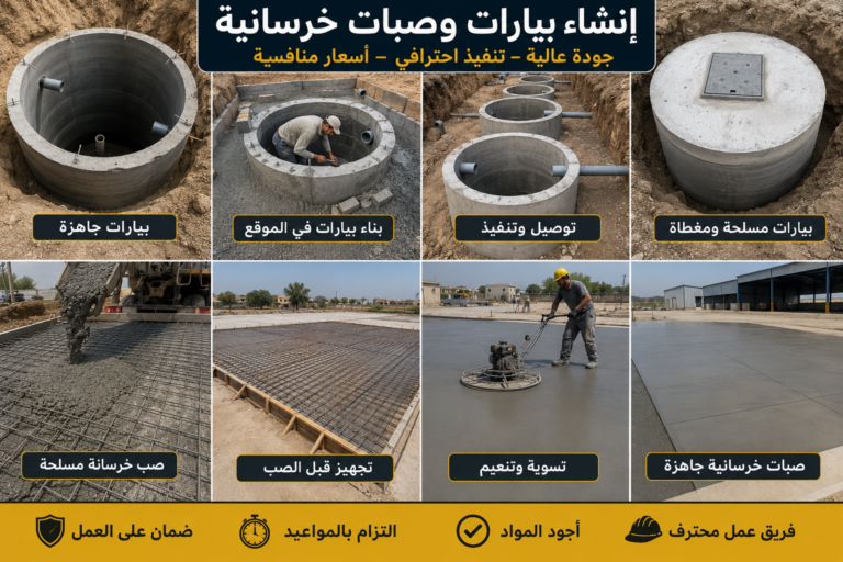 مقاول إنشاء بيارات وصبات خرسانية